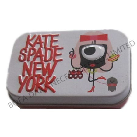 Tin box with emboss letters