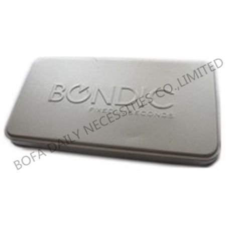 Tin box with emboss letters