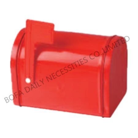 Red tin mailbox