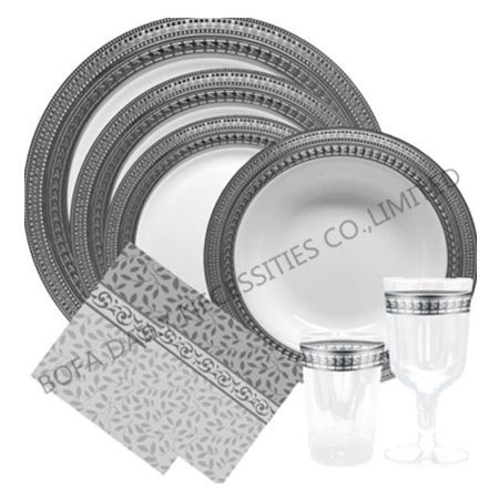 Golden plate with napkin plast...