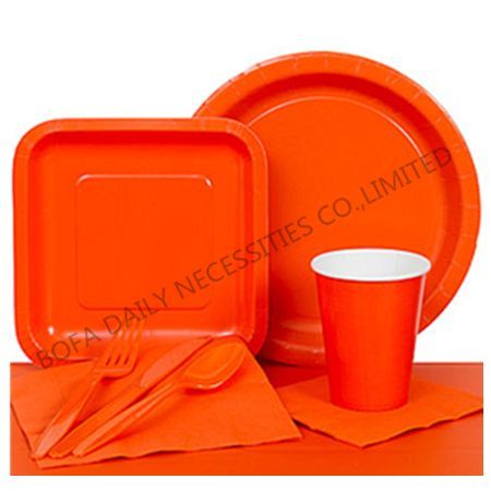 Solid orange tableware set pap...