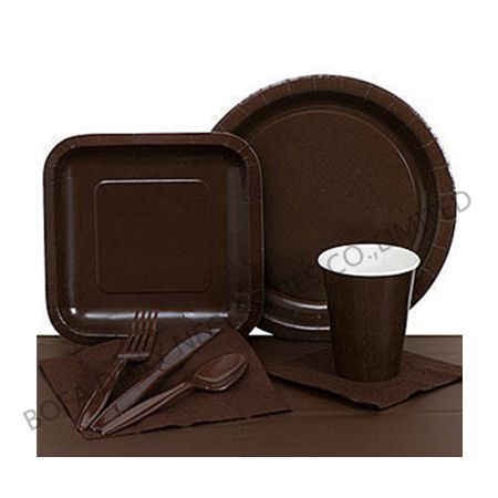 Solid brown tableware set pape...